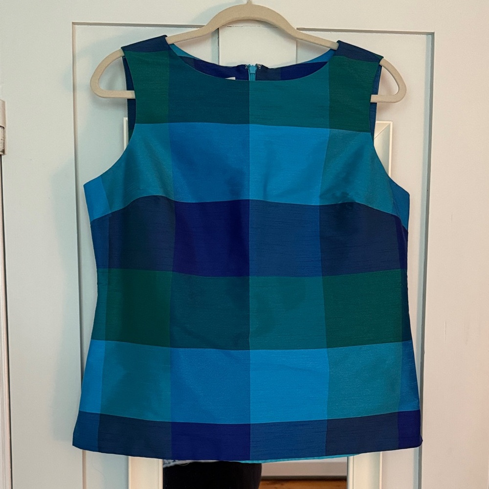 Talbots Blue and Green Plaid Sleeveless Top